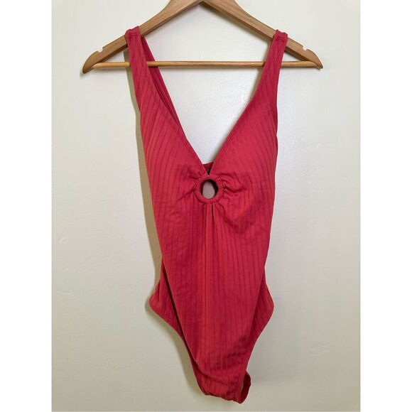 Kona Sol Size Medium V Neck With Cut Out Ring One Piece Swimsuit - Picture 3 of 5